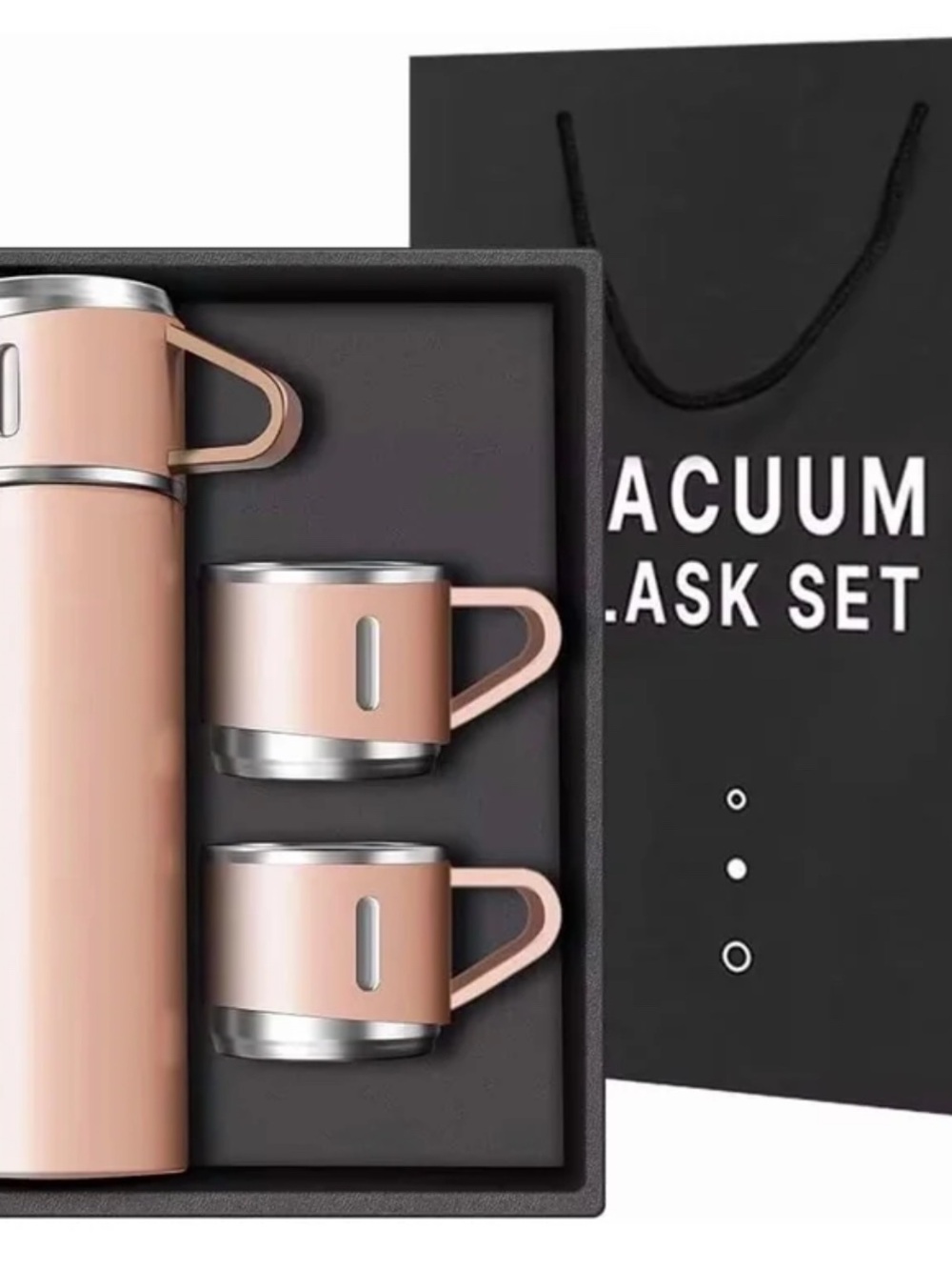 Rose Gold Stainless Vacuum Flask & Cup Set